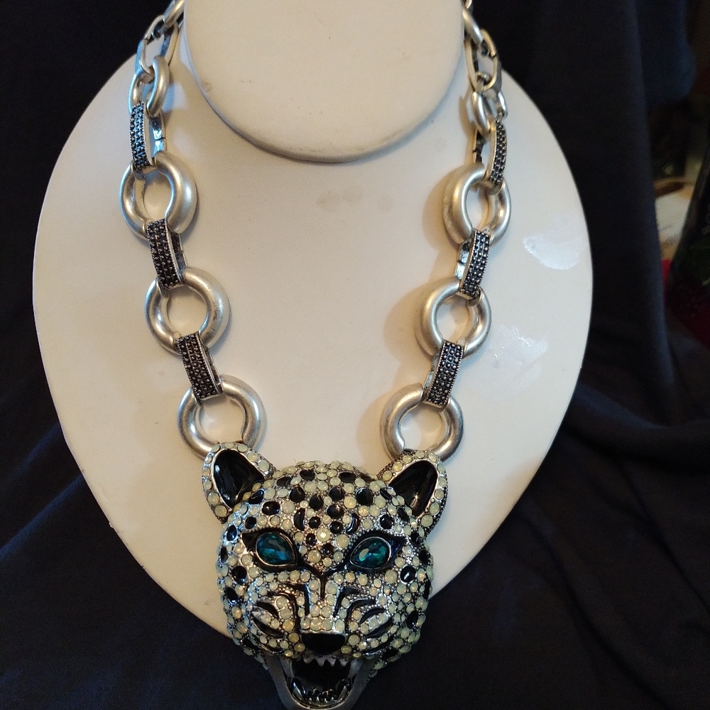 Betsey Johnson Whiteout Snow Leopard Necklace